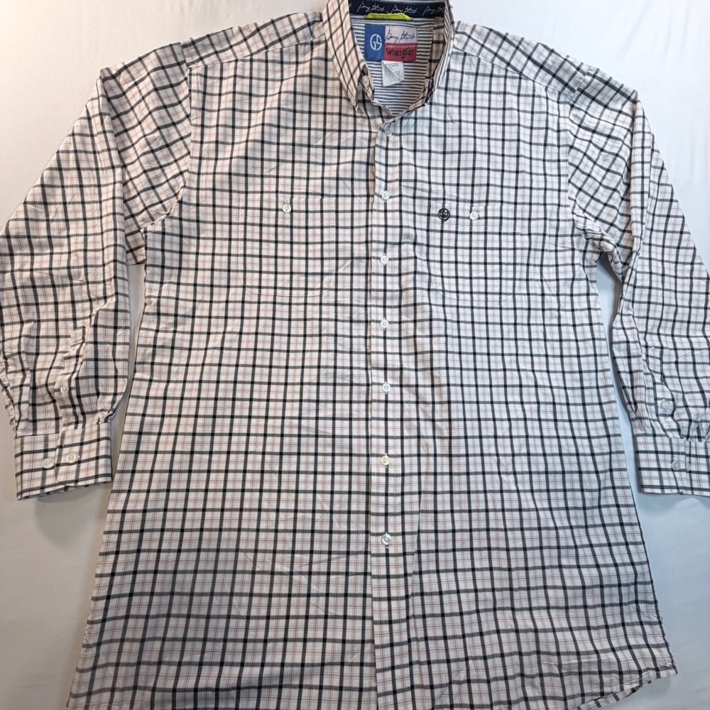 George Strait Wrangler Cowboy Cut Plaid Western Shirt Mens XL Long Sleeve